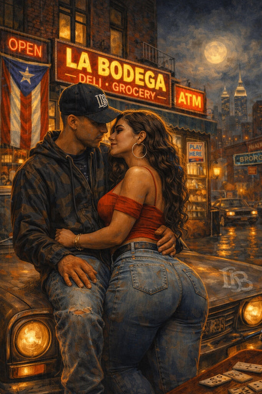 Bodega Nights NYC street art scene outside a La Bodega storefront